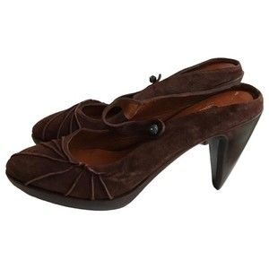 Salphy Brown Handmade Suede Leather Mule Heels  NWOT NWOB